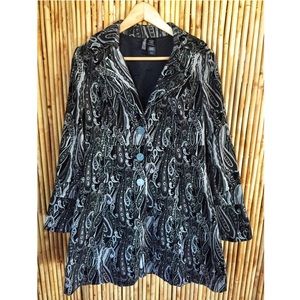 Bisou Bisou Michelle Boubot grey paisley coat